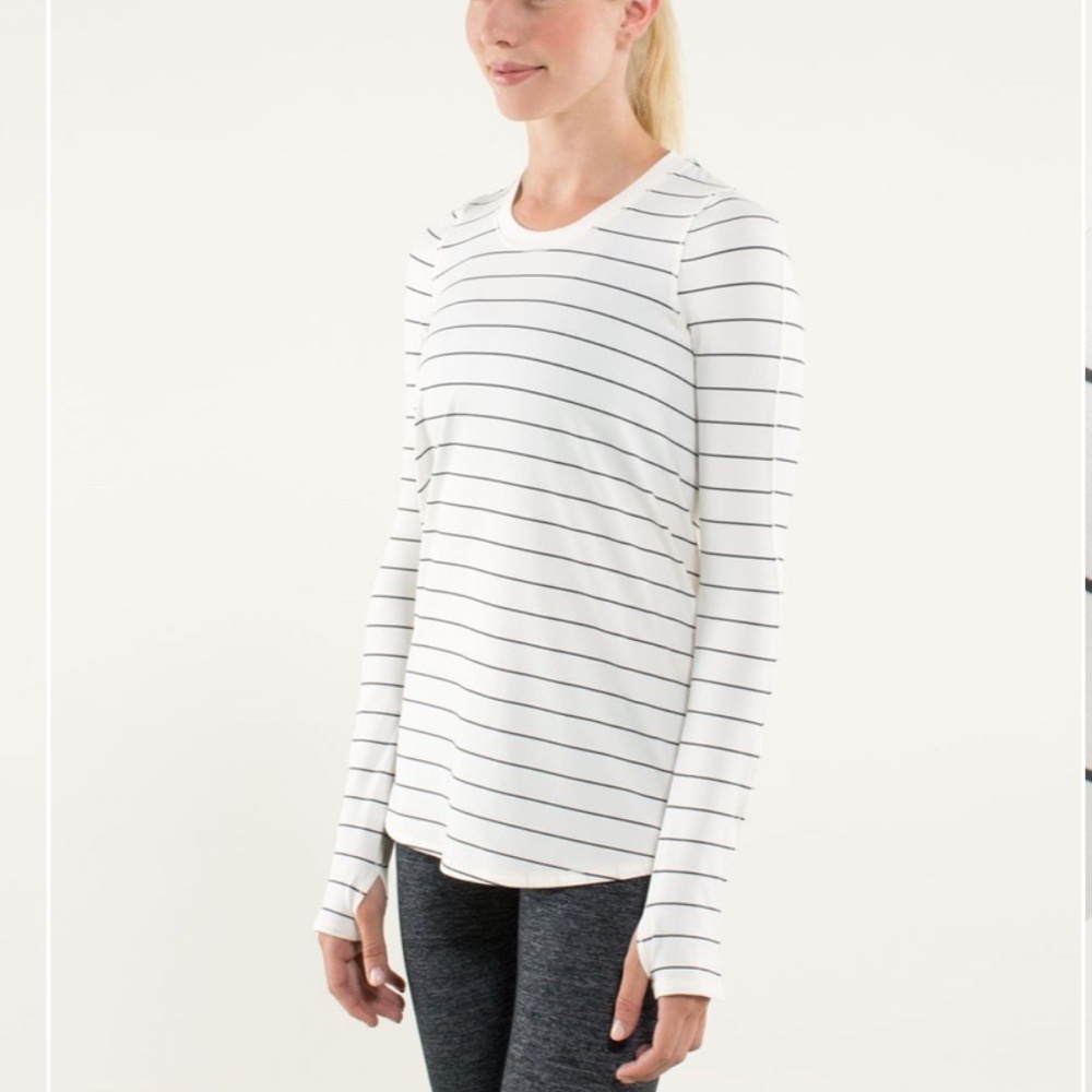 Lululemon Tuck And Flow Long Sleeve Slalom Stripe Angel Wing Sz 6 ( no size dot) - Picture 2 of 12